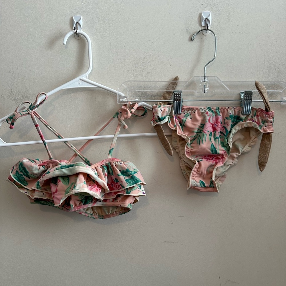 Louise Misha Paris Girls 6Y Floral Bikini Set Zacata Sienna Flamingo Swimwear